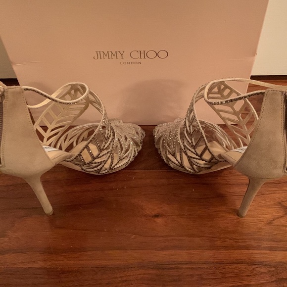 Jimmy Choo Kallai Suede and Crystal Heels - Picture 6 of 8